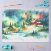 Kerst Waterverf Landelijke Winter Scene Tissuepapier (Craft)