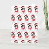 Kerst-Waterverf met getricolde kerstmis met Scarf Feestdagen Kaart (Voorkant)