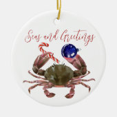 Kerst-Waterverf met krabben Keramisch Ornament (Voorkant)