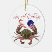 Kerst-Waterverf met krabben Keramisch Ornament (Links)