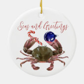 Kerst-Waterverf met krabben Keramisch Ornament (Achterkant)