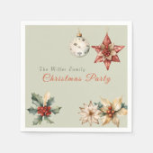 Kerst Waterverf Mistletoe Aangepaste Berichtnaam Servet (Voorkant)