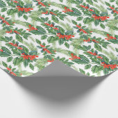 Kerst Waterverf Mistletoe Holly Berry Vakantie Cadeaupapier (Hoek)