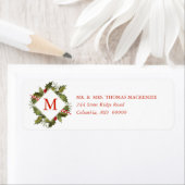 Kerst Waterverf Monogram Holly krans Etiket (Insitu)