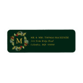 Kerst Waterverf Monogram Holly krans Etiket (Voorkant)