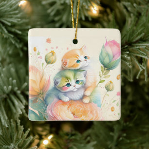 Kerst waterverf muis keramisch ornament