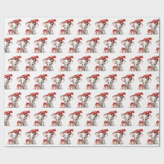 Kerst Waterverf Olifant Cadeaupapier (Vlak)