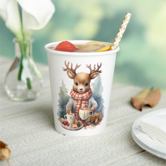 Kerst waterverf ontwerp kind papieren beker (Insitu)