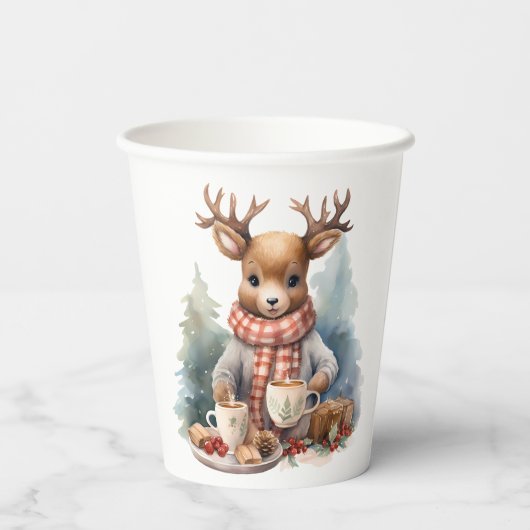 Kerst waterverf ontwerp kind papieren beker (Achterkant)