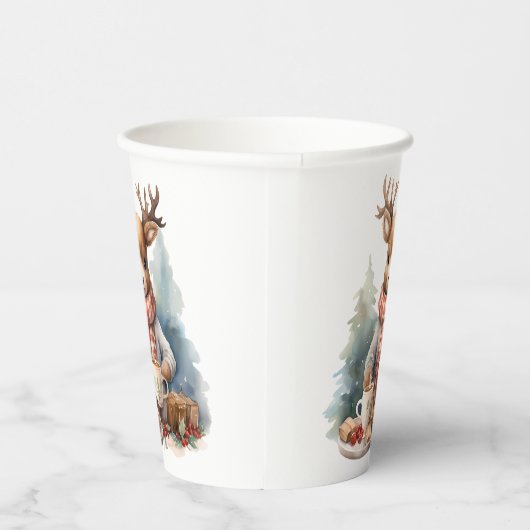 Kerst waterverf ontwerp kind papieren beker (Rechts)