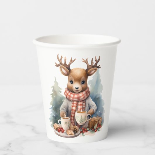 Kerst waterverf ontwerp kind papieren beker (Voorkant)