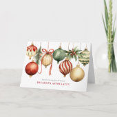 Kerst Waterverf Ornamenten Corporate Business Feestdagen Kaart (Voorkant)