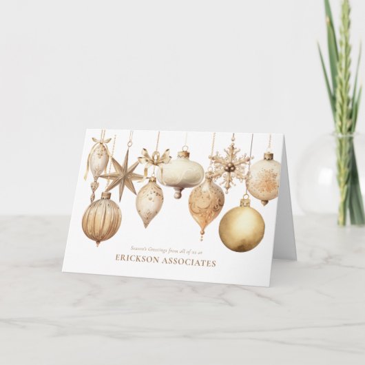 Kerst Waterverf Ornamenten Corporate Business Feestdagen Kaart (Voorkant)