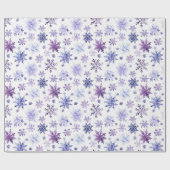 Kerst waterverf paarse sneeuwvlokken patroon cadeaupapier (Vlak)