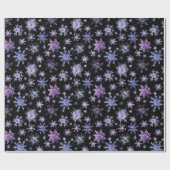 Kerst waterverf paarse zwarte sneeuwvlokken cadeaupapier (Vlak)