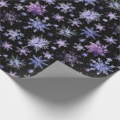 Kerst waterverf paarse zwarte sneeuwvlokken cadeaupapier (Hoek)