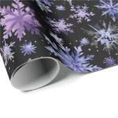 Kerst waterverf paarse zwarte sneeuwvlokken cadeaupapier (Rol Hoek)