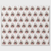 Kerst Waterverf Panda Beer Cadeaupapier (Vlak)