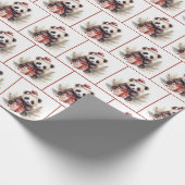 Kerst Waterverf Panda Beer Cadeaupapier (Hoek)