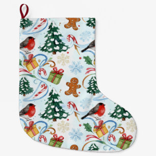 Kerst waterverf patroon grote kerstsok