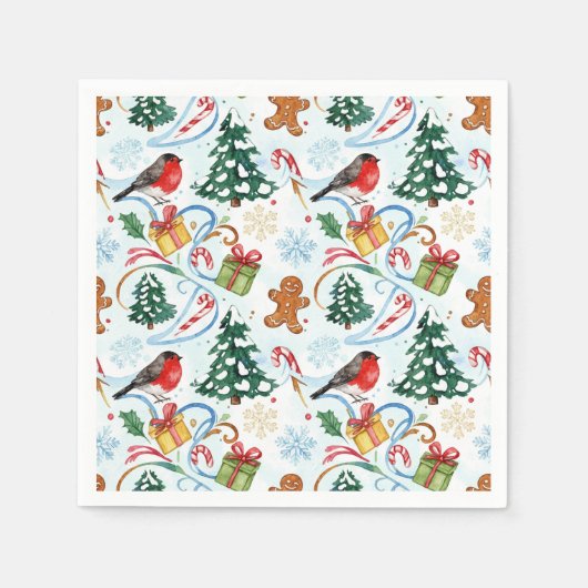 Kerst waterverf patroon servet (Voorkant)