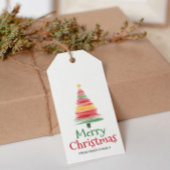 Kerst Waterverf Pijnbomen Gift Label Cadeaulabel