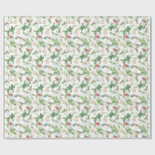 Kerst Waterverf Pine Branch Mistletoe Cadeaupapier (Vlak)