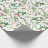 Kerst Waterverf Pine Branch Mistletoe Cadeaupapier (Hoek)