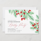 Kerst Waterverf Pine Branches Vakantie Party Kaart (Voorkant)