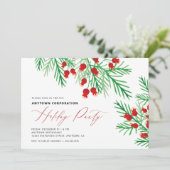 Kerst Waterverf Pine Branches Vakantie Party Kaart (Staand voorkant)