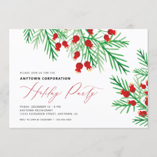 Kerst Waterverf Pine Branches Vakantie Party Kaart