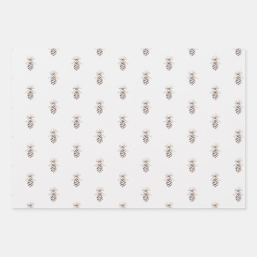 Kerst waterverf pinecone met stijlvol accent inpakpapier vel (Voorkant 3)