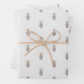 Kerst waterverf pinecone met stijlvol accent inpakpapier vel (In situ)