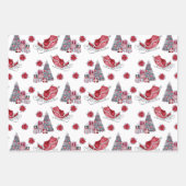 Kerst Waterverf Pinguins Slaaiboom Inpakpapier Vel (Voorkant 2)