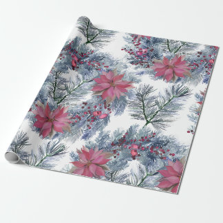 Kerst waterverf Poinsettia krans arrangement Cadeaupapier