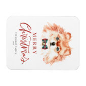 Kerst Waterverf Pomeranian Hond Vrolijk Kerstfeest Magneet (Horizontaal)