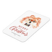 Kerst Waterverf Pomeranian Hond Vrolijk Kerstfeest Magneet (Linkerzijde)