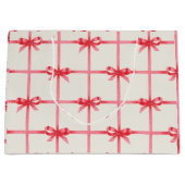 Kerst Waterverf Red Bows & Plaid Groot Cadeauzakje (Voorkant)
