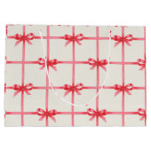 Kerst Waterverf Red Bows & Plaid Groot Cadeauzakje (Achterkant)