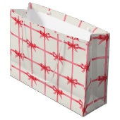 Kerst Waterverf Red Bows & Plaid Groot Cadeauzakje (Voorkant Gekanteld)