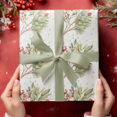 Kerst Waterverf Red Holly groen Cadeaupapier