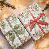 Kerst Waterverf Red Holly groen Cadeaupapier