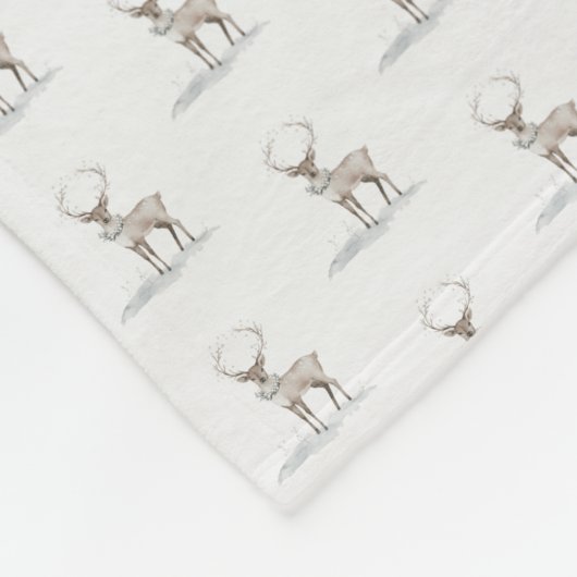 Kerst waterverf rendier met stijlvol accent fleece deken (Hoek)