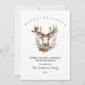 Kerst Waterverf Rendieren Flat Holiday Kaart (Voorkant)