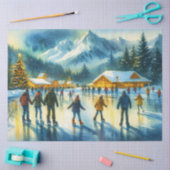 Kerst Waterverf Resort Schaatsen Tissuepapier (Craft)