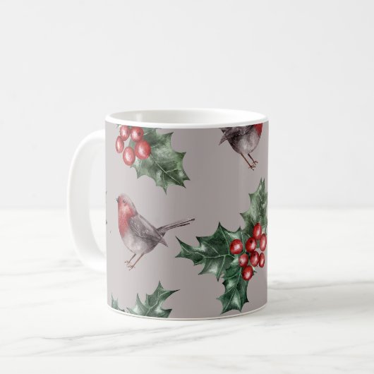 Kerst Waterverf Robin Vogels Patroon Koffiemok (Voorkant links)