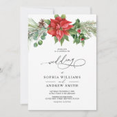 Kerst Waterverf rode bessen bruiloft Kaart (Voorkant)