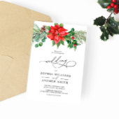 Kerst Waterverf rode bessen bruiloft Kaart