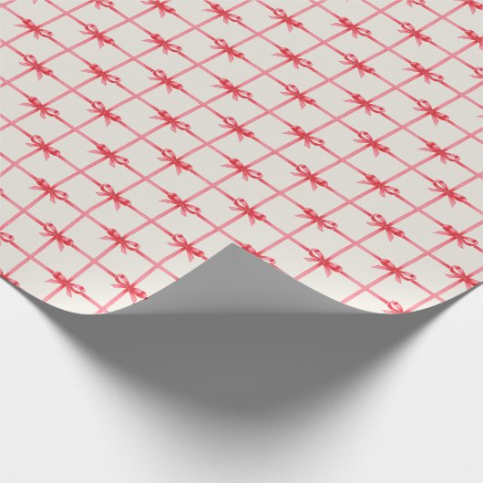 Kerst Waterverf Rode Bogen & Grid Ribbons Cadeaupapier (Hoek)
