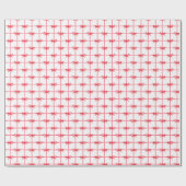 Kerst Waterverf Rode Bogen & Grid Ribbons Cadeaupapier (Vlak)